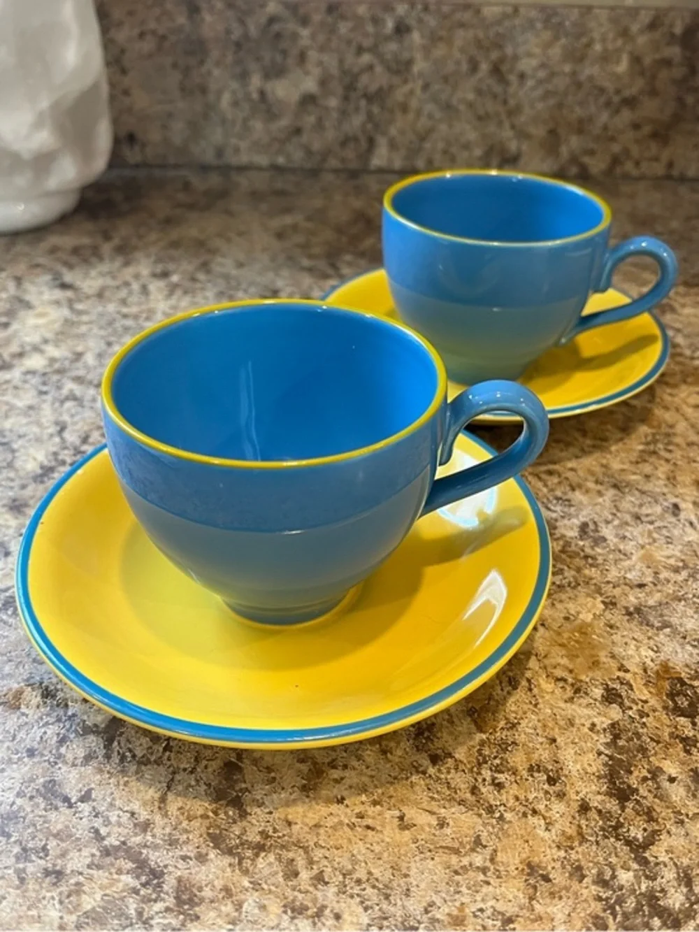 Mayfair Burleigh Bright Blue and Yellow Teacup and Saucer Set - 2pcs England
